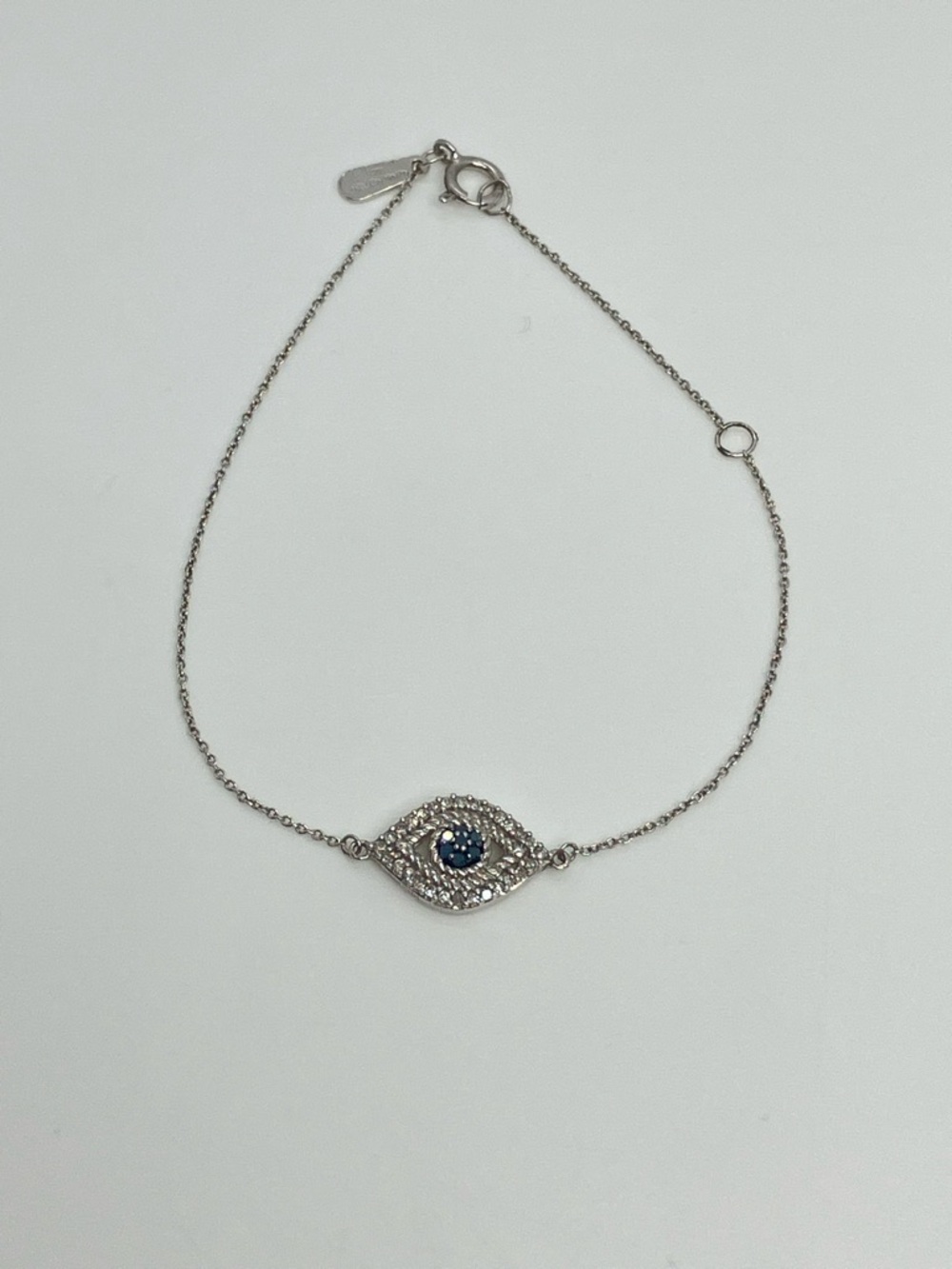Adina Reyter 925 Sterling Silver Blue & White Diamond Pave Evil Eye Bracelet